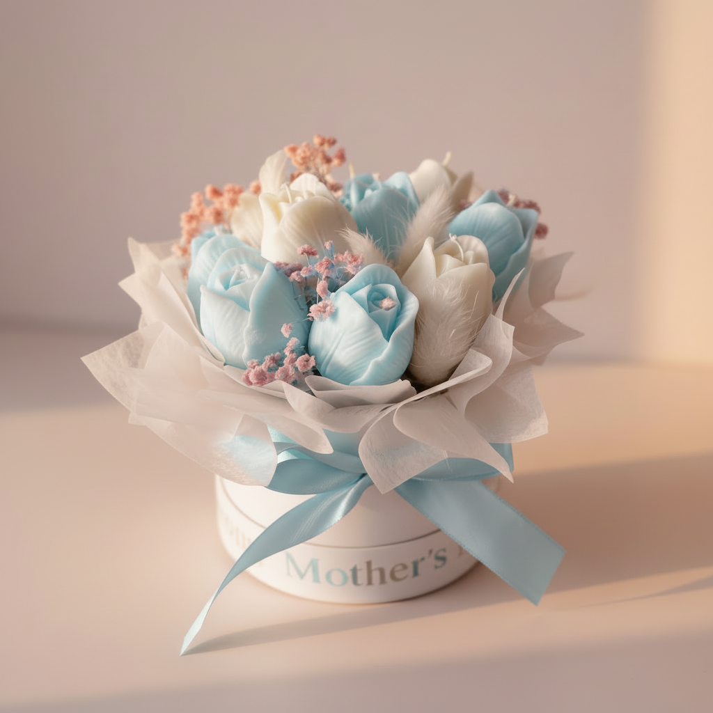 Floral Tulip Candle Bouquet | Soy Beeswax Blend, Mother's Day Flowers, Home Decor