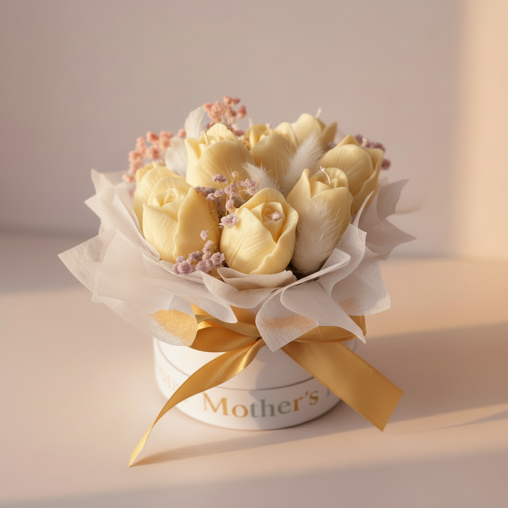 Floral Tulip Candle Bouquet | Soy Beeswax Blend, Mother's Day Flowers, Home Decor