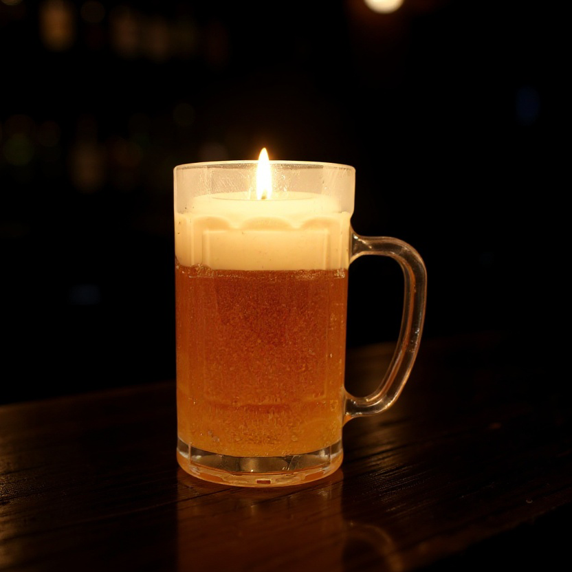 Handmade Beer Candle | Whiskey Coffee Scented Soy Wax and Gel Wax